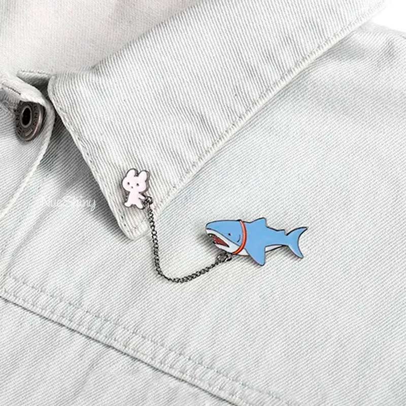 Adorable Bunny and Shark Enamel Lapel Brooch丨NueShiny