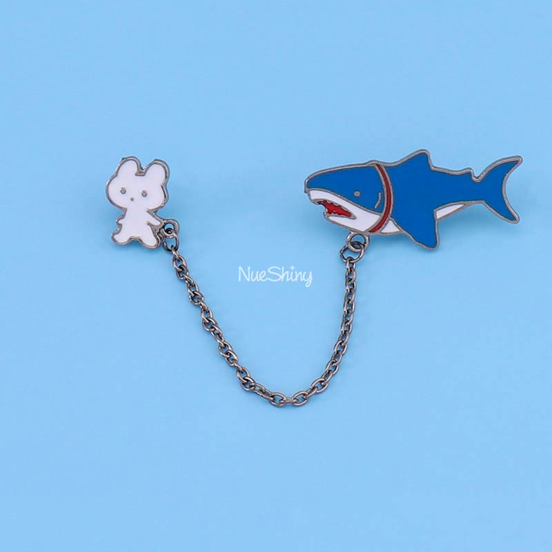 Adorable Bunny and Shark Enamel Lapel Brooch丨NueShiny