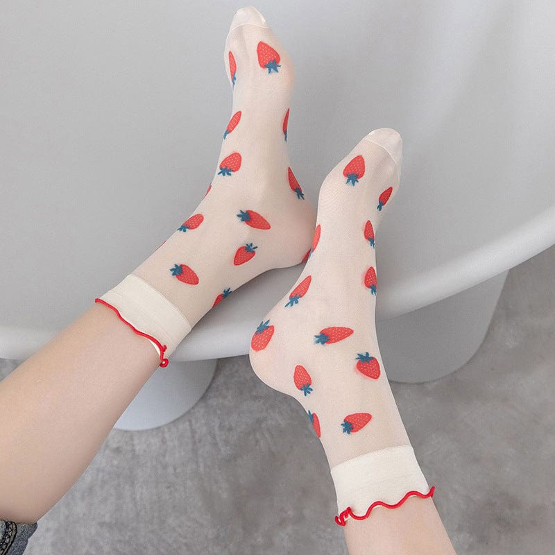 Strawberry Transparent Socks丨NueShiny