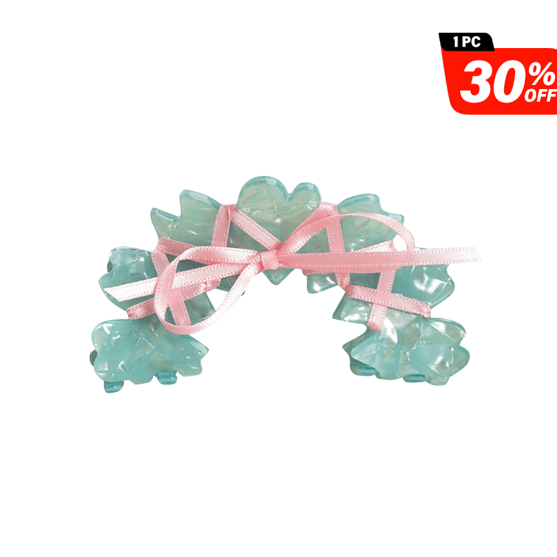 Medium Mint Green Ribbon Bow Hair Claw | NueShiny