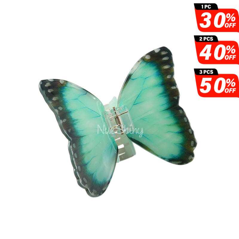 Large Wings of Wonder Cyan Vivid Butterfly Hair Claw丨NueShiny