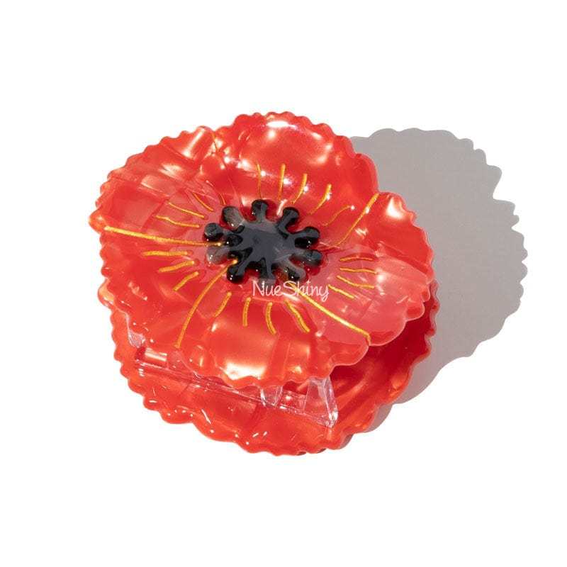 Pretty Red Poppy Hair Clip Claw丨NueShiny