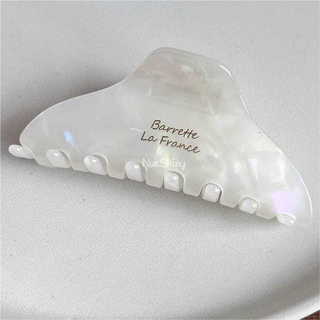 Elegant Hair Claw Temperament Shark Clip In Pearl White丨NueShiny