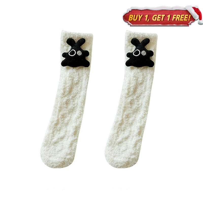 White Fleece Bunny Socks丨NueShiny