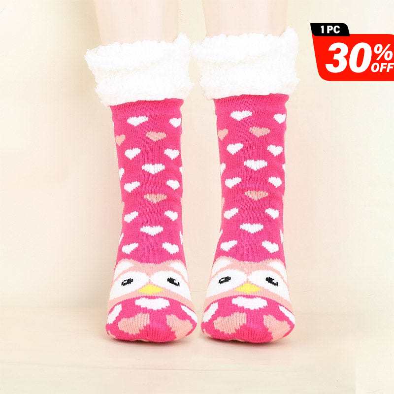 Owl Pink Warm Snow Socks丨NueShiny