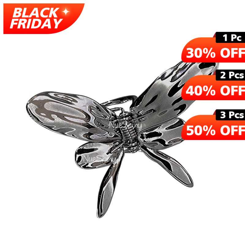 Cool Silver Liquid Metal Butterfly Hair Claw丨NueShiny