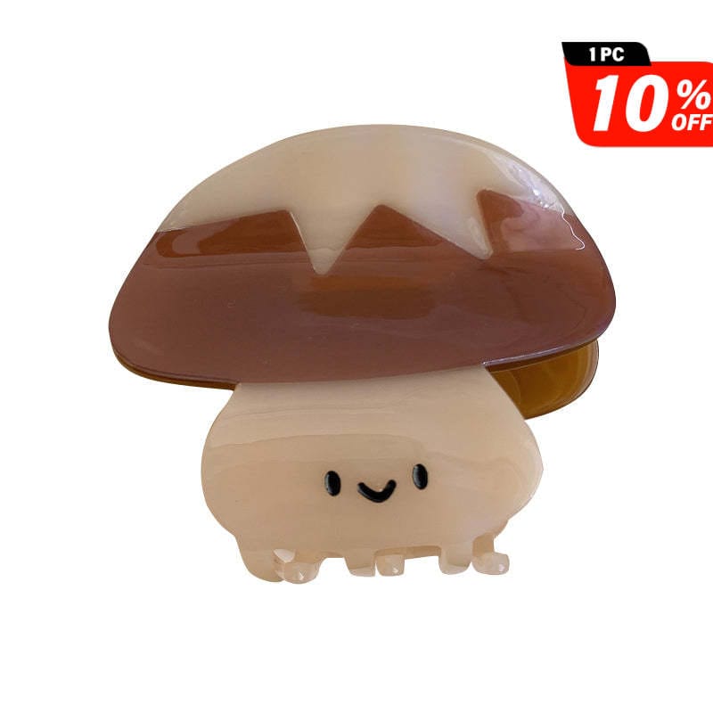 Small Brown Smiley Mushroom Hair Claw | NueShiny