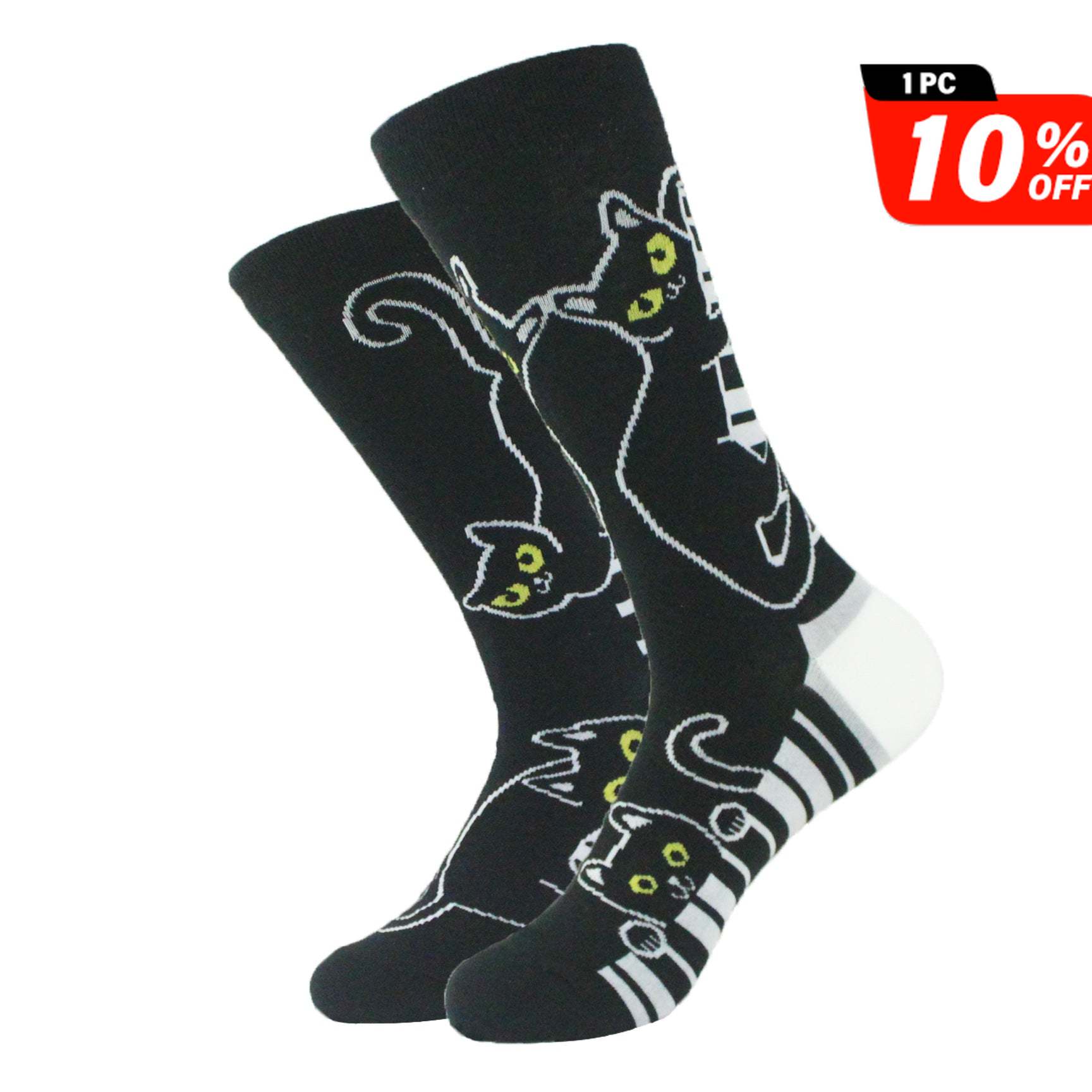 Black Cat Mismatched Socks | Nueshiny