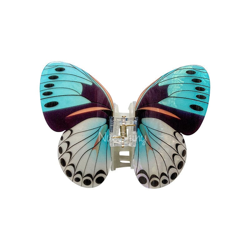 Floral Flutter Charm Turquoise Butterfly Hair Claw丨NueShiny