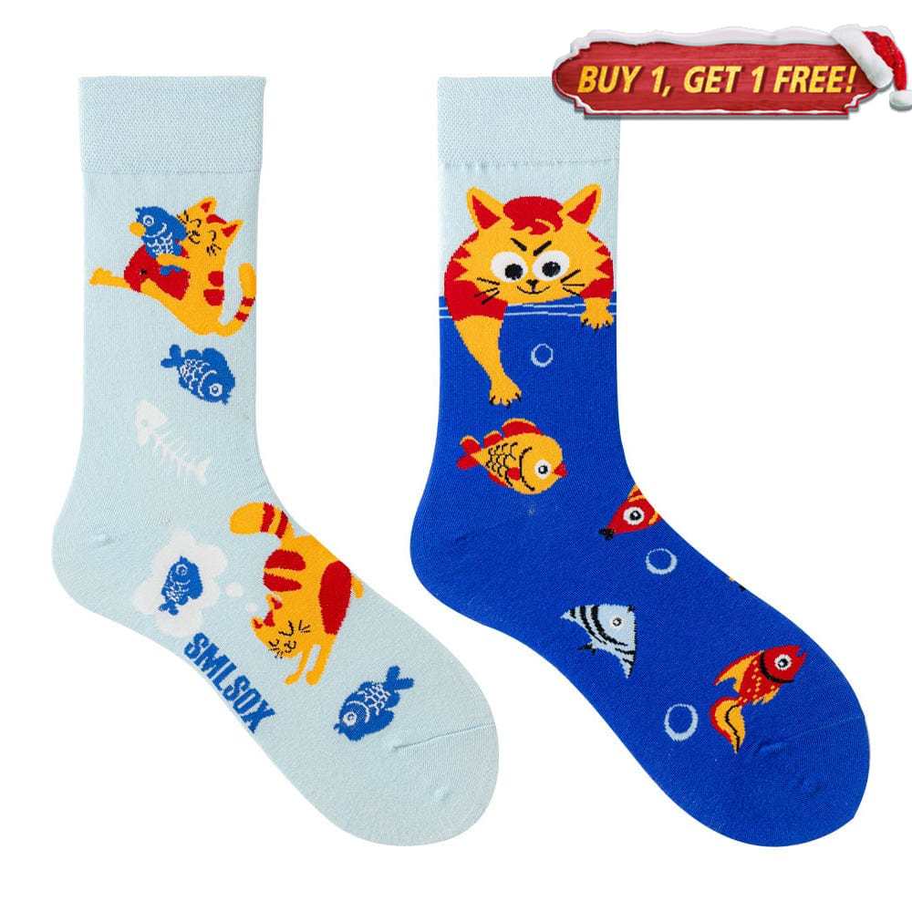 Proud Cat Swimming Fish Socks | Nueshiny