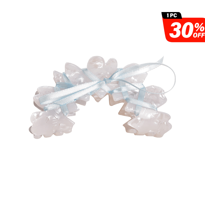 Medium White Ribbon Bow Hair Claw | NueShiny