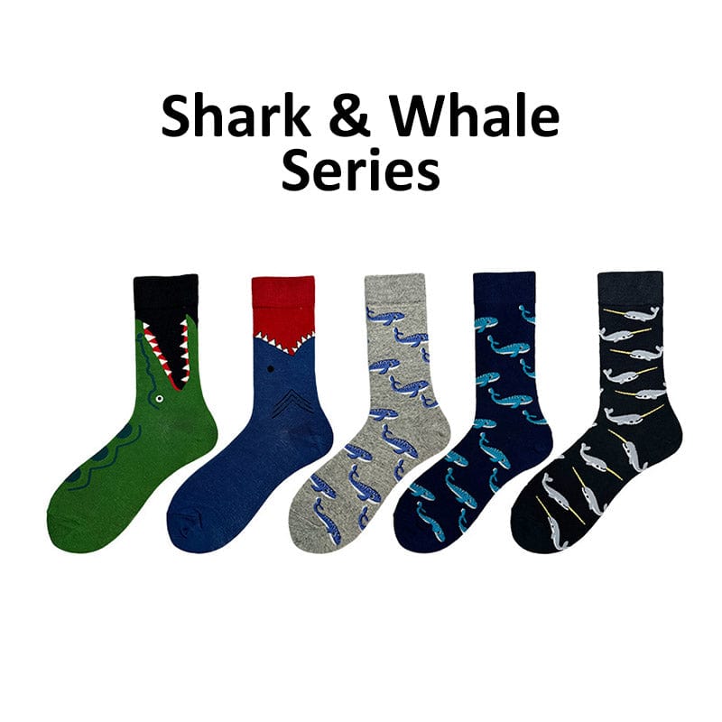 5 Pairs of Funny Shark Whale Socks丨NueShiny