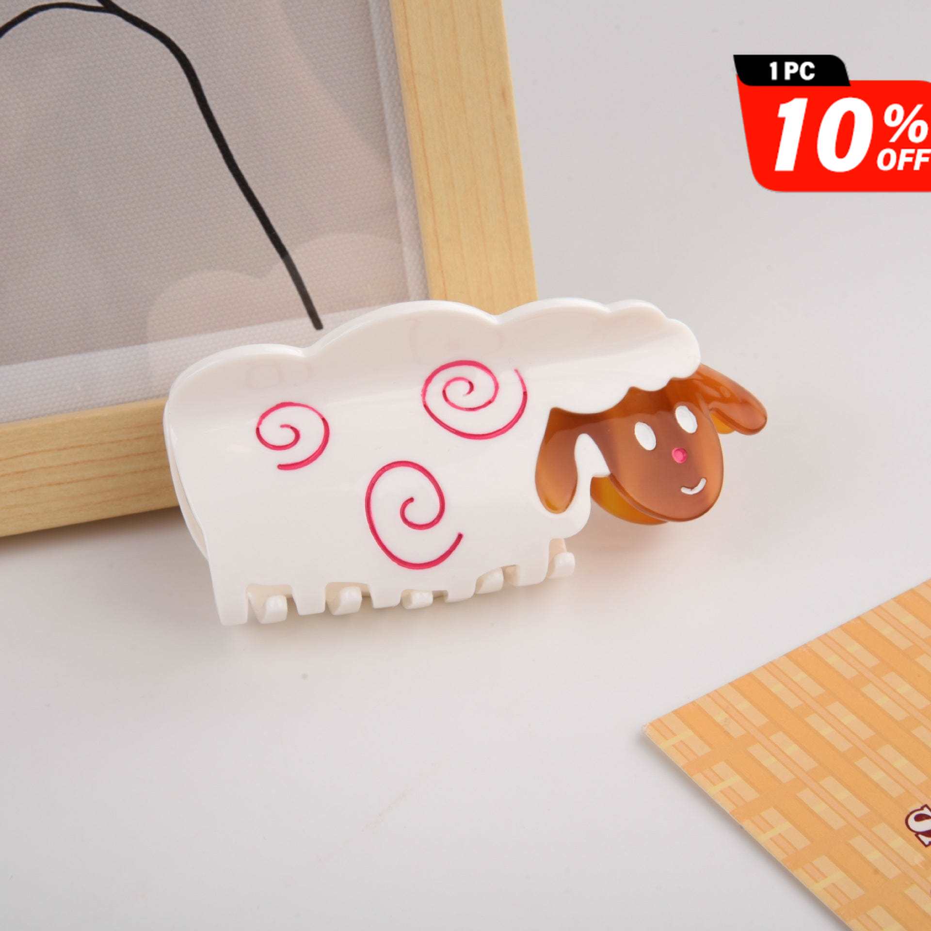 Medium  Cartoon white brown sheep Hair Claw | NueShiny