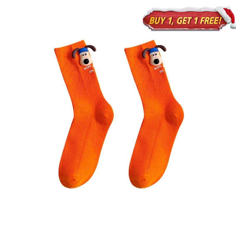 Orange Cartoon Puppy Socks丨NueShiny