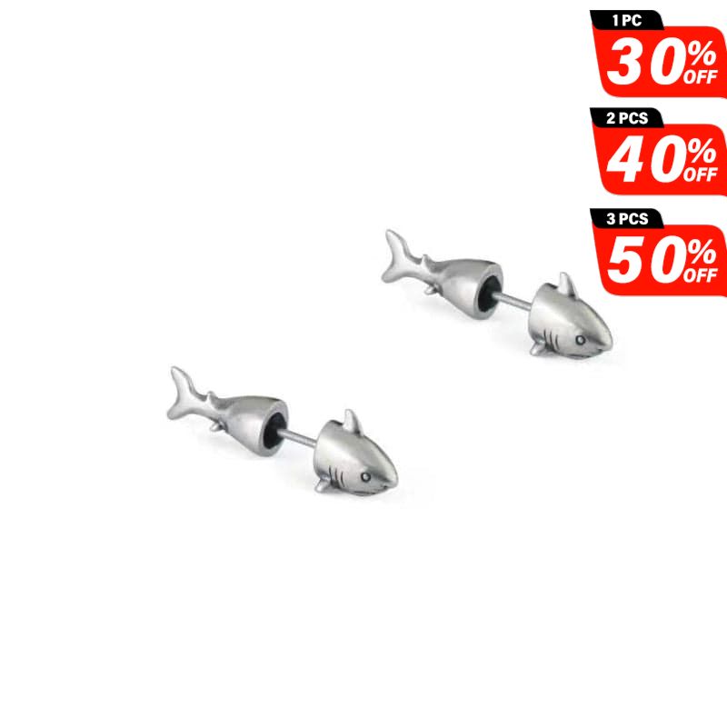 Sterling Silver Shark Earrings丨NueShiny