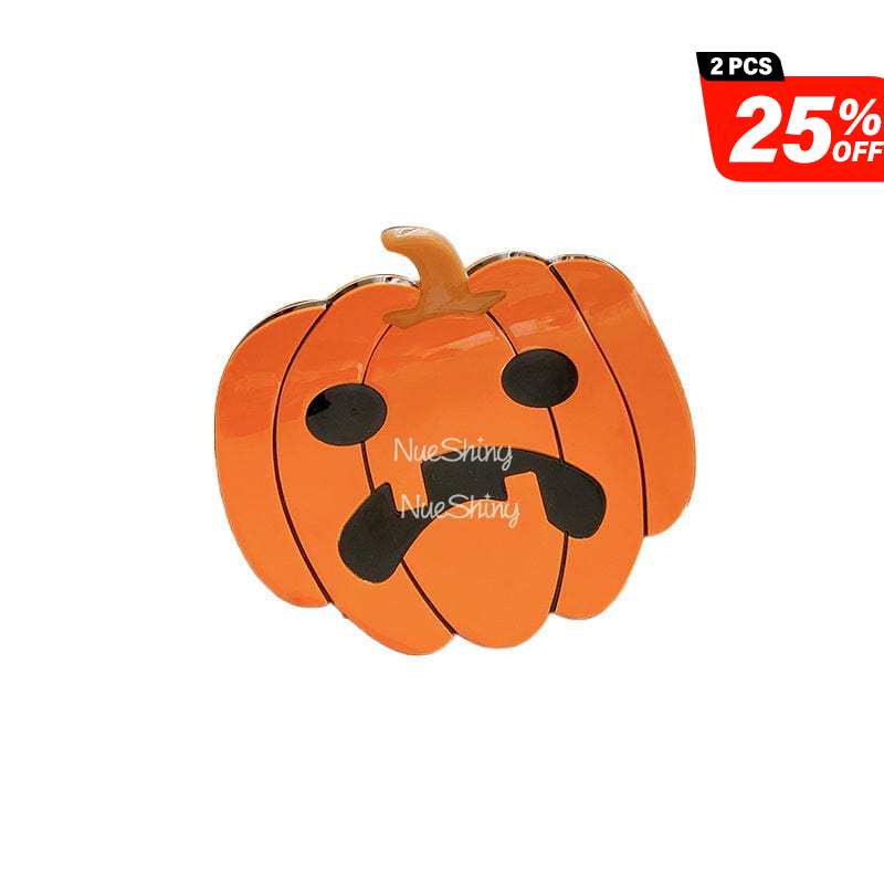 Large Sad Pumpkin Happy Halloween Hair Claw