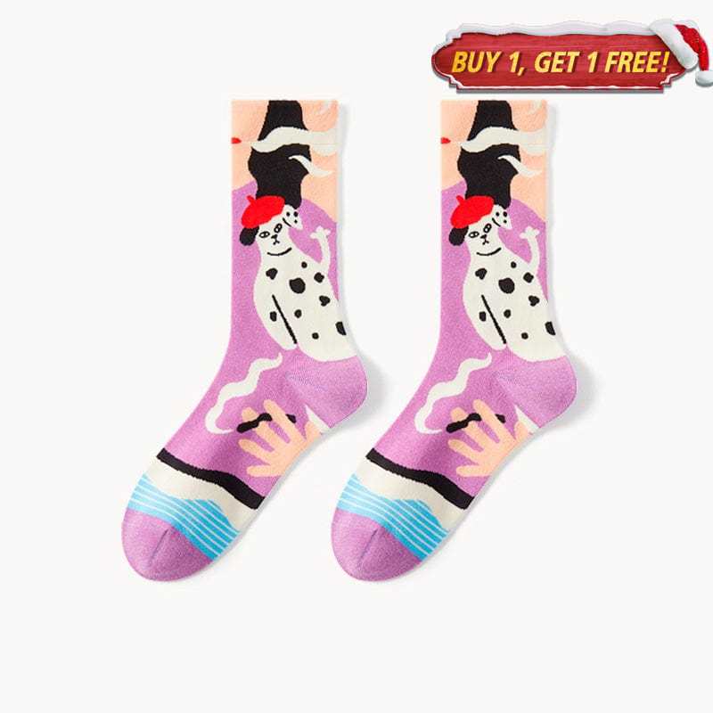 Artistic Spotted Dog Socks丨NueShiny