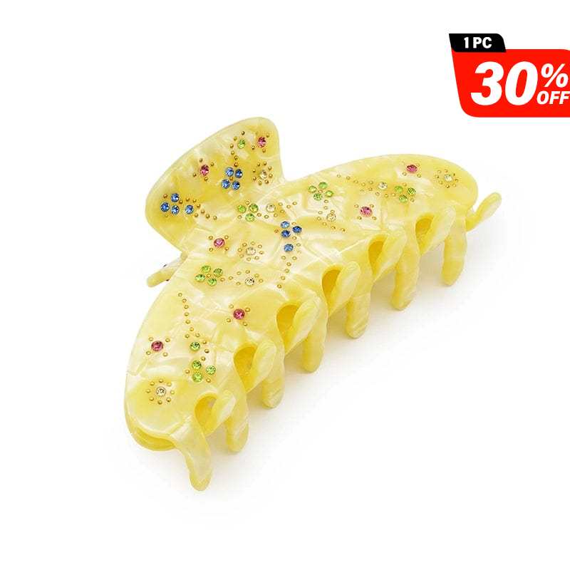 French Diamond Premium Hair Claw Shark Clip In Yellow丨NueShiny