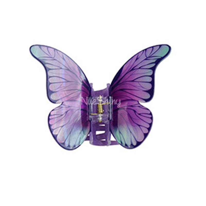 Floral Flutter Charm Purple Butterfly Hair Claw丨NueShiny