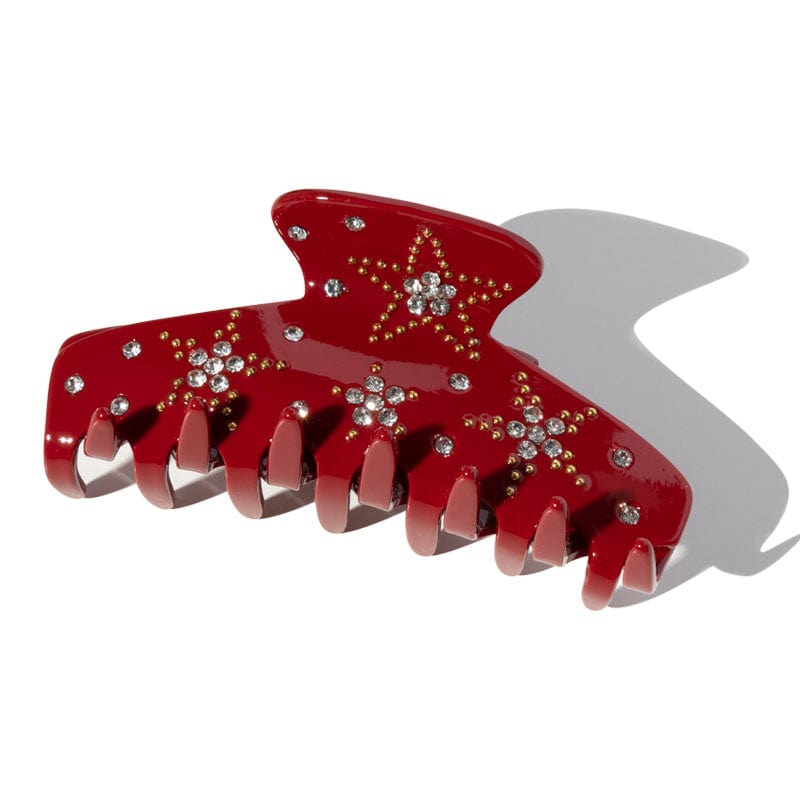 Star Diamond Glitter Hair Claw In Red |丨NueShiny