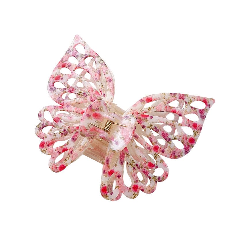 Large  Broken Pink Purple Hollow Butterfly Hair Claw | NueShiny