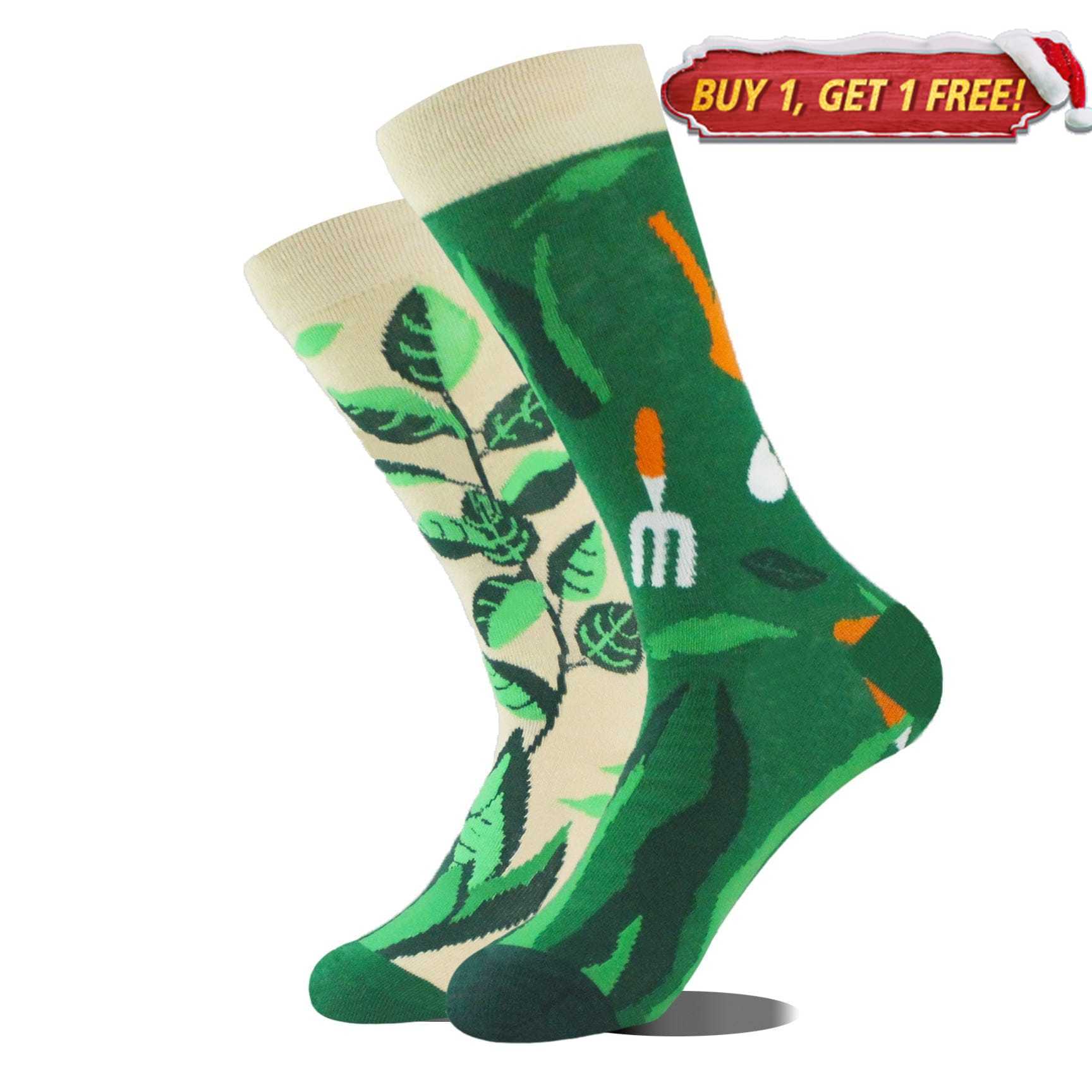 Green Plants Mismatched Socks | Nueshiny