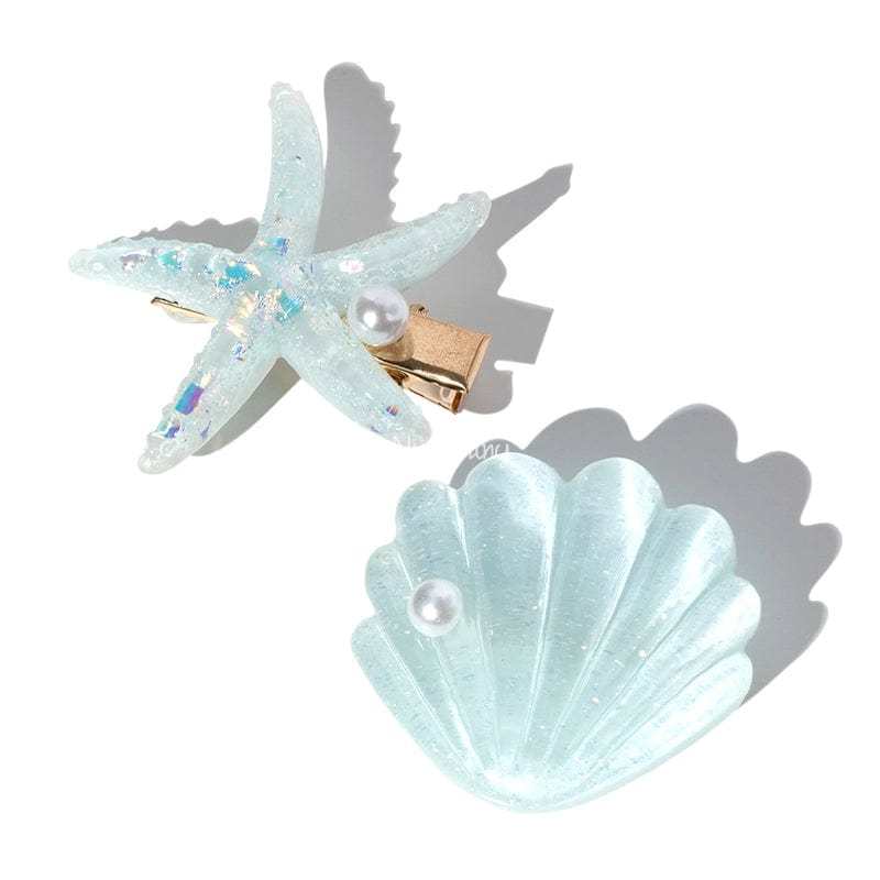 Blue Shell Pearl Starfish Hair Clip Set丨NueShiny