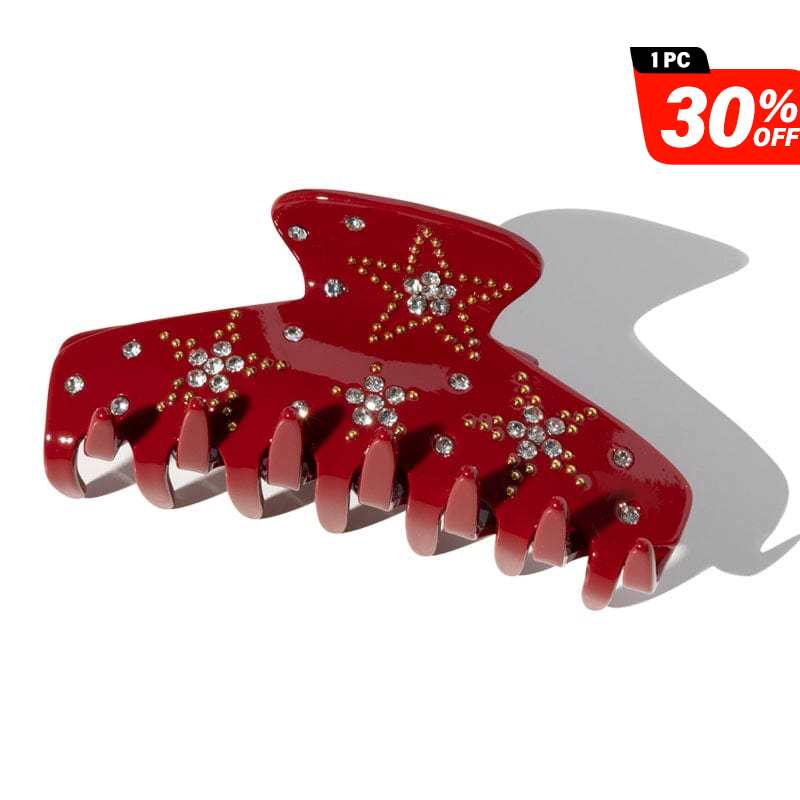 Star Diamond Glitter Hair Claw In Red |丨NueShiny