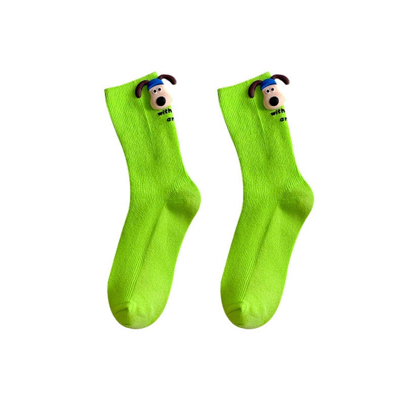 Green Cartoon Puppy Socks丨NueShiny