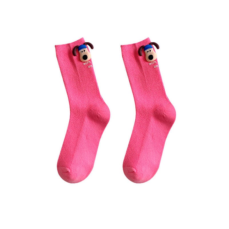 Rosy Cartoon Puppy Socks丨NueShiny