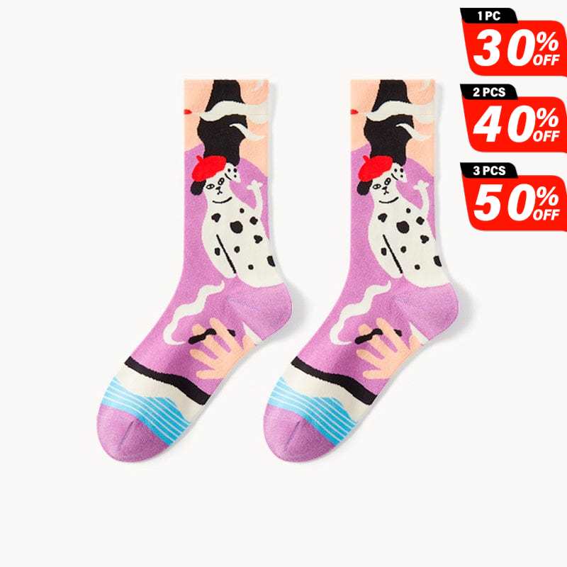 Artistic Spotted Dog Socks丨NueShiny