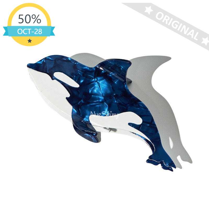 Dark Blue Orca Hair Claw Clip Killer Whale Shark Ocean Lover Series Hair Claw丨NueShiny