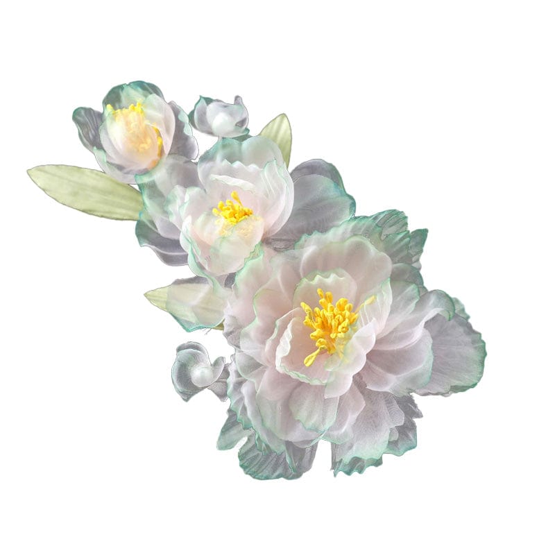 Jumbo Green Edge Peony Flower Hair Claw | Nueshiny