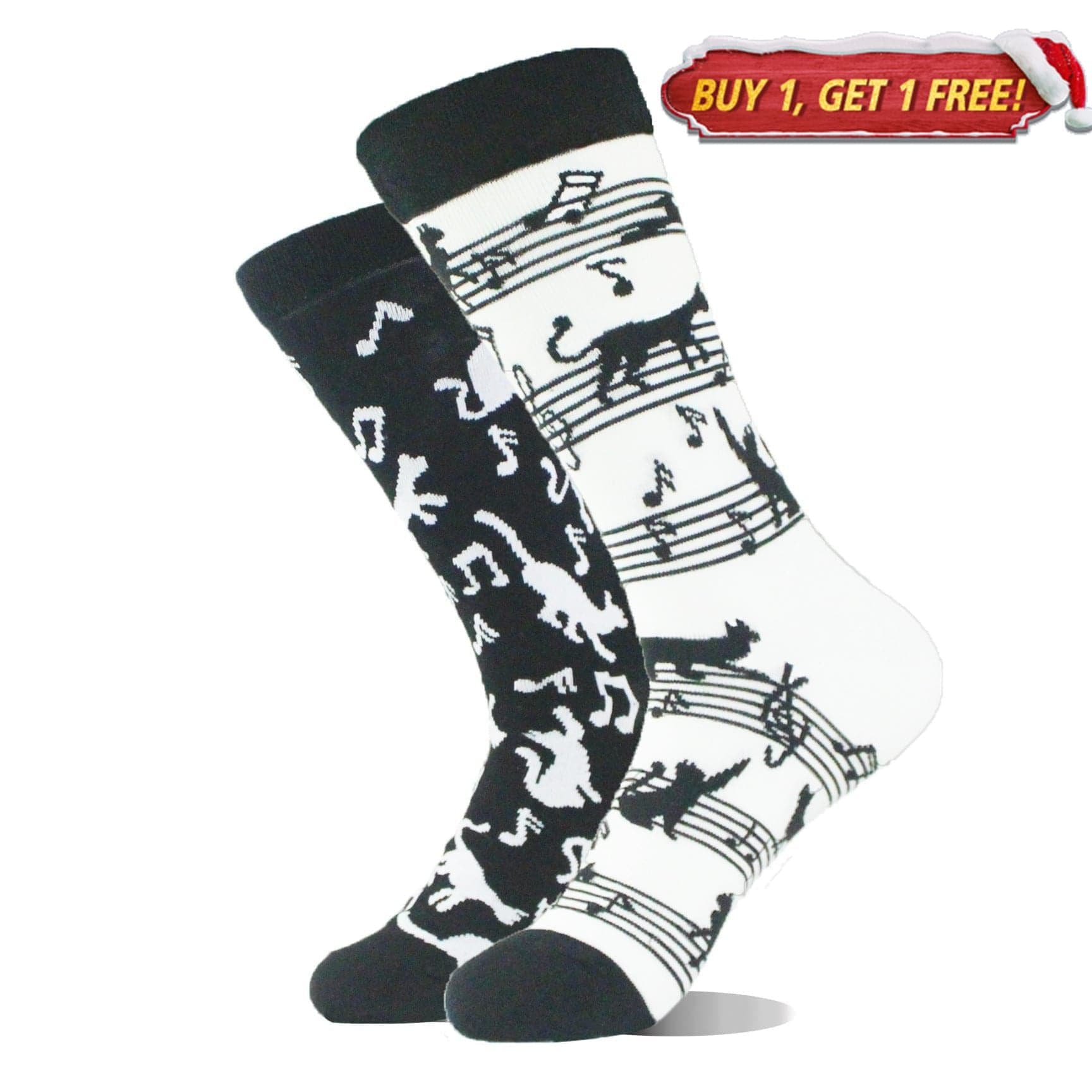 Animals And Musical Notes Mismatched Socks | Nueshiny