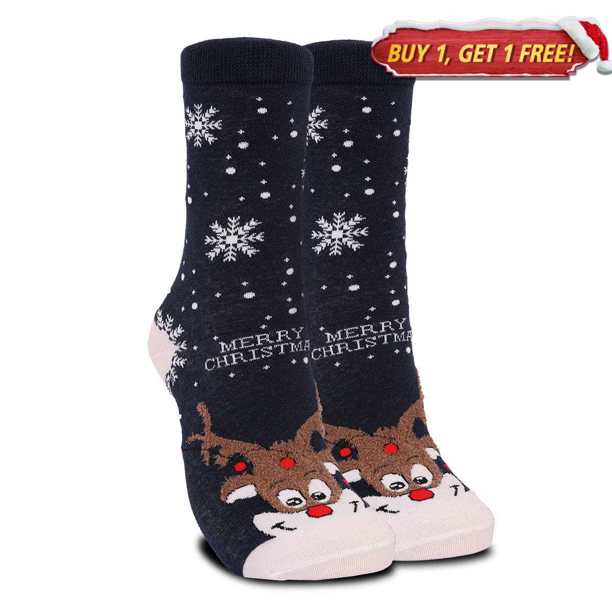 Dark Blue Reindeer Socks | Nueshiny