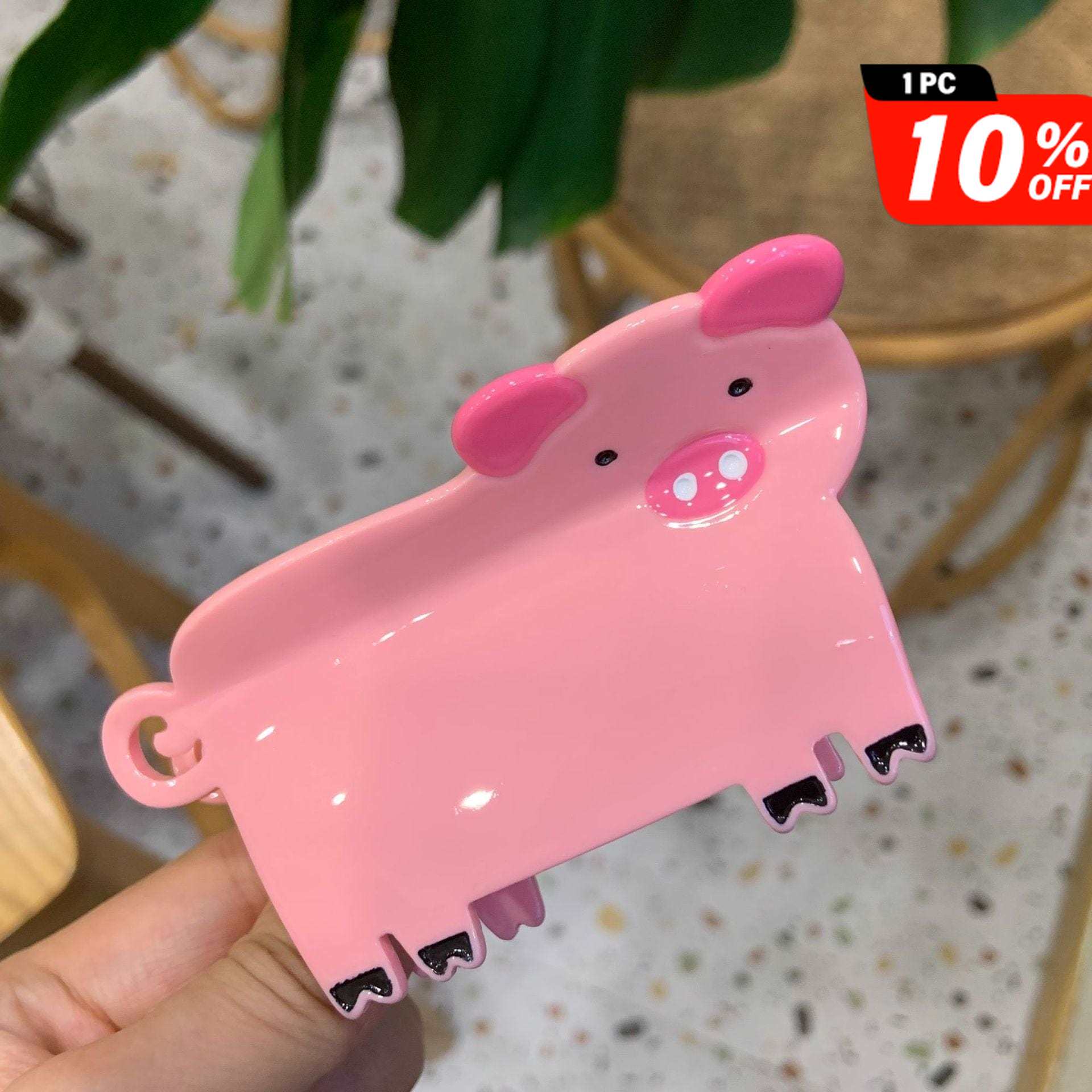 Medium  Pink cartoon pig Hair Claw | NueShiny