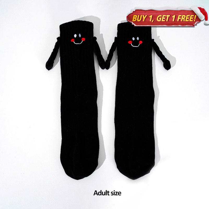 Funny Magnetic Couple Holding Hands Black Socks丨NueShiny