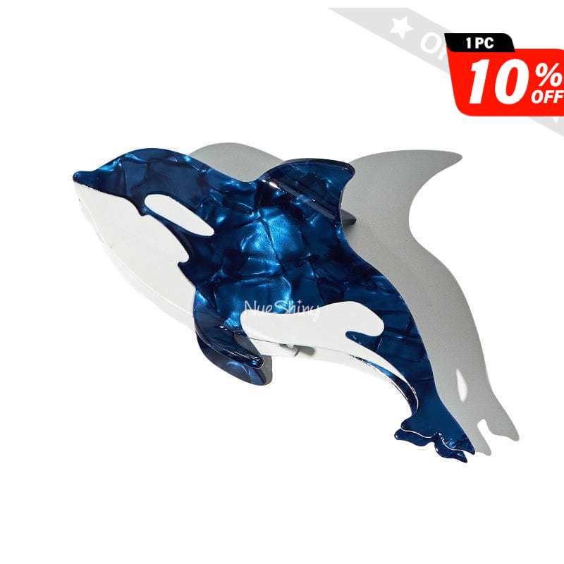 Jumbo Dark Blue Orca Hair Claw Clip Killer Whale Shark Ocean Lover Series Hair Claw丨NueShiny