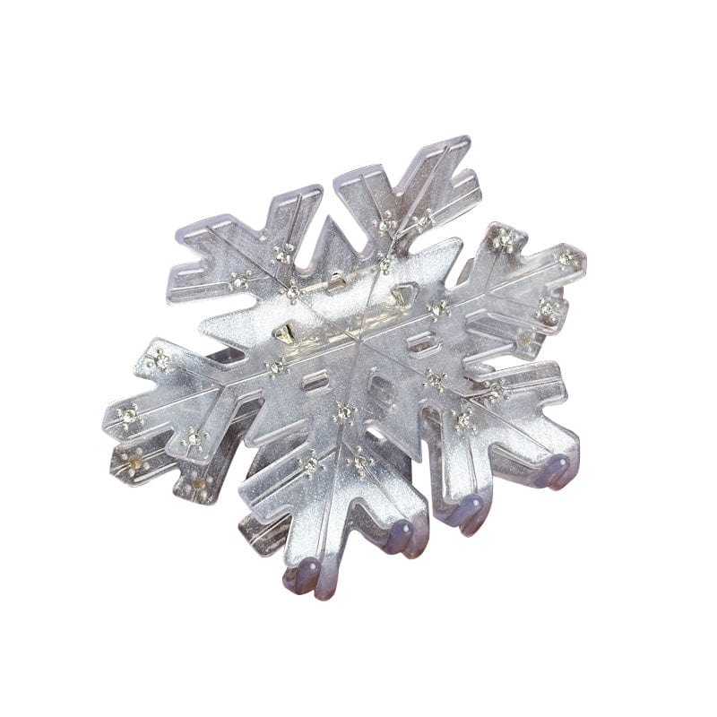 Medium  Transparent white snowflake  Hair Claw | NueShiny