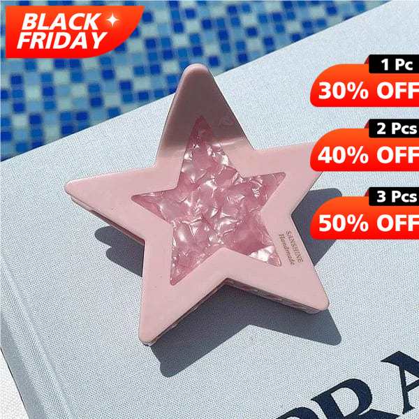 Pink Contrasting Color Stars Hair Clip Claw丨NueShiny