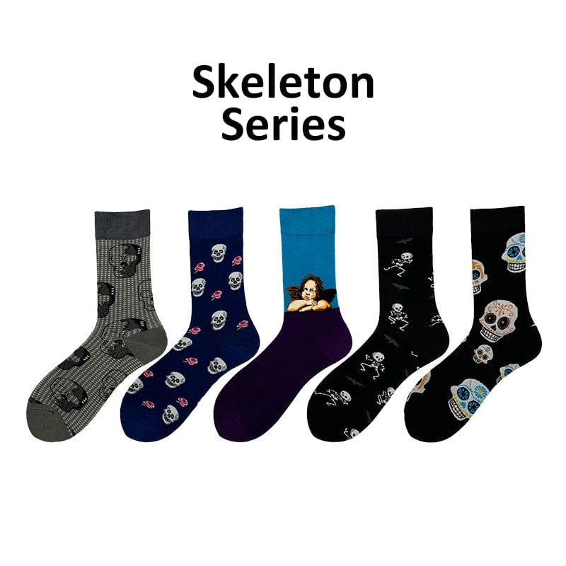 5 Pairs of Funny Skeleton Series Socks