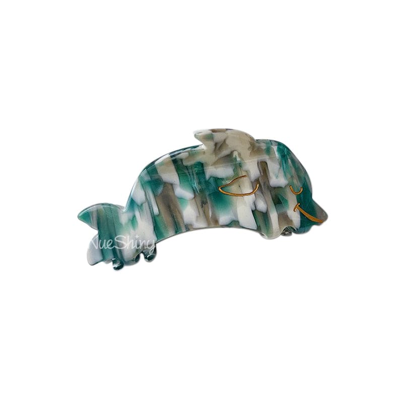 Green-white Marine Dolphin Hair Claw | NueShiny