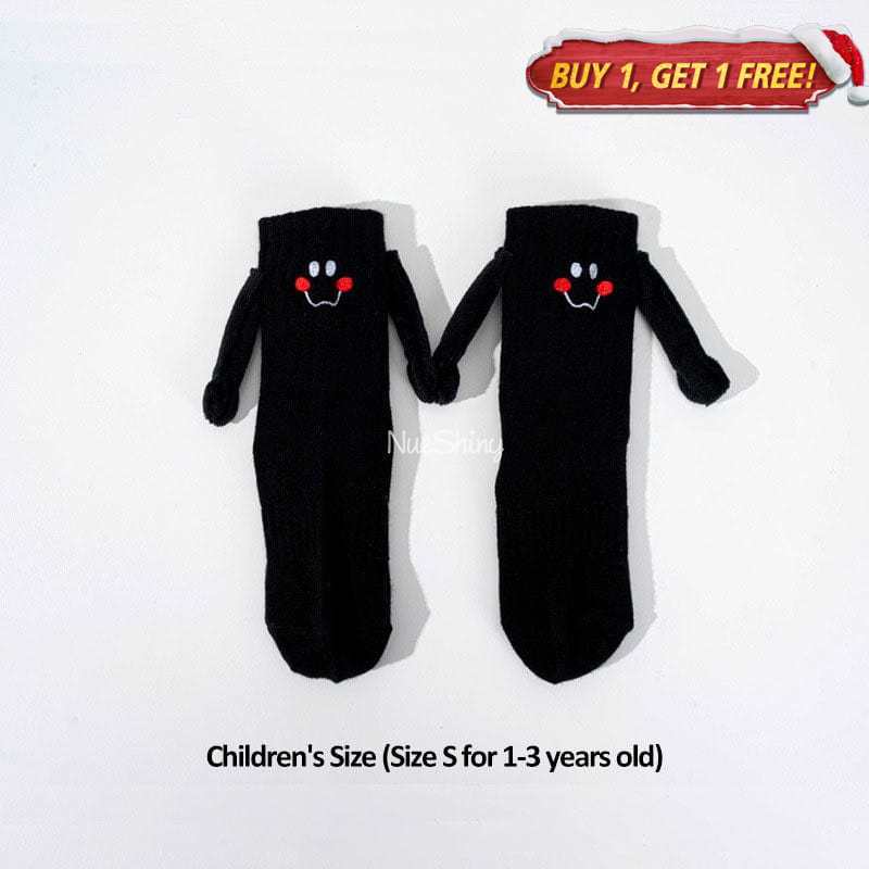 Funny Children Holding Hands Black Socks (1-3 Years Old)丨NueShiny