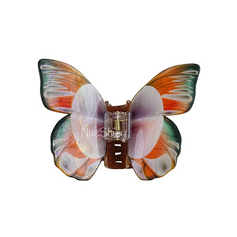 Floral Flutter Charm Orange Butterfly Hair Claw丨NueShiny