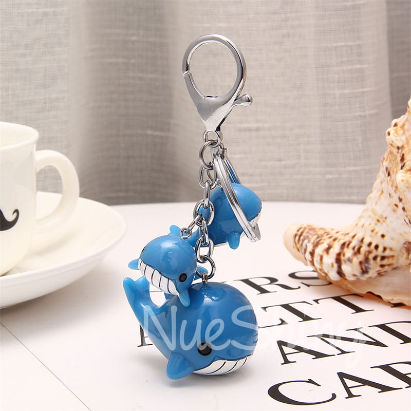 Gentle Giant Lovely Blue Whales Keychain | NueShiny