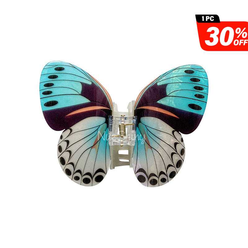 Floral Flutter Charm Turquoise Butterfly Hair Claw丨NueShiny