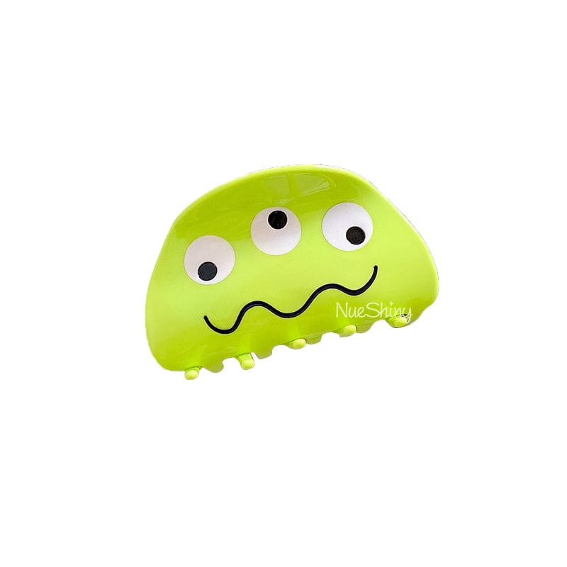 Green Three-eyed Monster Happy Halloween Hair Claw