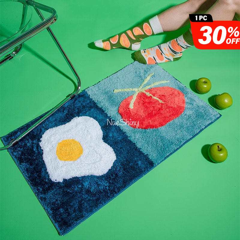 Fried Egg Tomato Tufted Rug Green Decor丨NueShiny