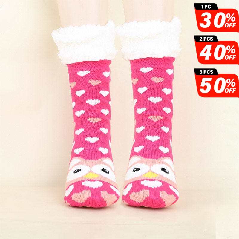 Owl Pink Warm Snow Socks丨NueShiny