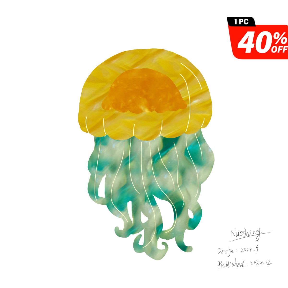 Pre-Sale Middle Yellow-Green Jellyfish Hair Claw | NueShiny